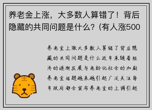 养老金上涨，大多数人算错了！背后隐藏的共同问题是什么？(有人涨500)